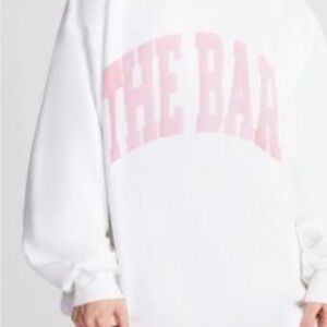 NWT The Bar White varsity Sweatshirt with pink/blush Lettering